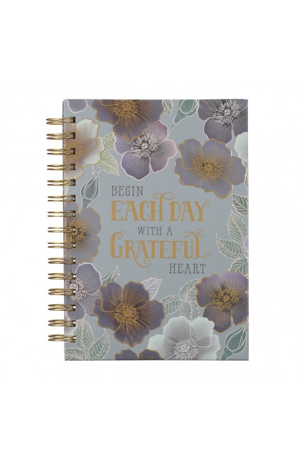 JLW112 - Journal Wirebound Blue Floral Grateful Heart - - 1 