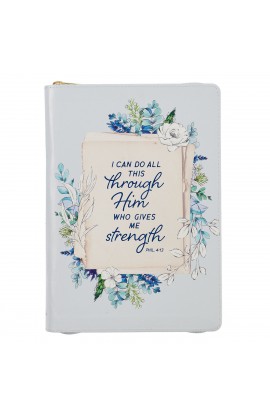 Journal Zip All Things Blue Floral Phil 4:13