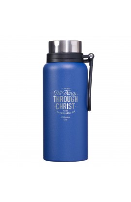Water Bottle SS Blue All Things Through Christ Phil 4:13