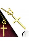 SC0190 - HEART CROSS NECKLACE GOLD PLATED - - 1 