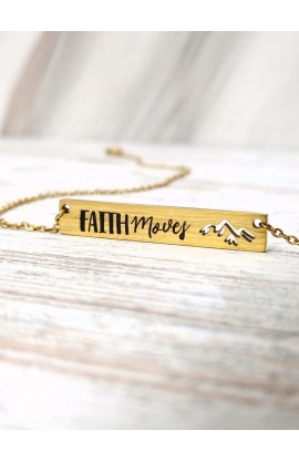 FAITH MOVES MOUNTAINS BAR NECKLACE GOLD PLATED