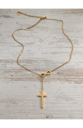 SC0192 - INFINITY CROSS NECKLACE GOLD PLATED - - 2 