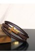 SC0210 - GOLD CROSS BROWN LEATHER BRACELET - - 1 