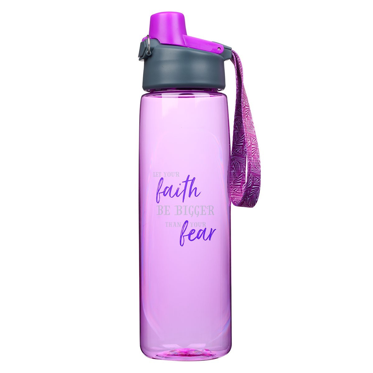 Water Bottle Plastic Purple Let Your Faith 