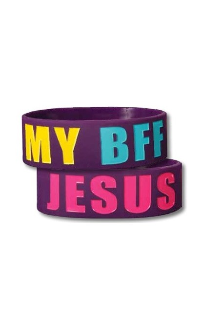 WSBJ102 - JESUS IS MY BFF WIDE SILICONE BRACELET - - 1 