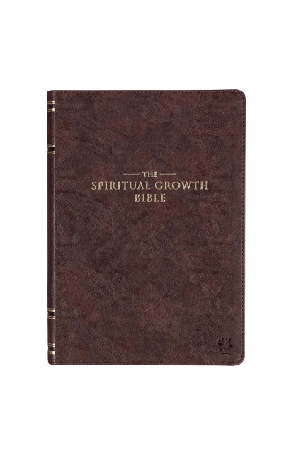SGB004 - NLT The Spiritual Growth Bible Faux Leather Walnut Brown - - 1 