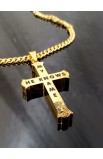 HE KNOWS MY NAME GOLD CROSS PENDANT CHAIN