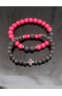 SC0233 - RED BLACK BEAD CROSS DOUBLE LINE BRACELET - - 1 