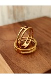 R02S - DOUBLE LINE CROSS RING GOLD PLATED - - 5 