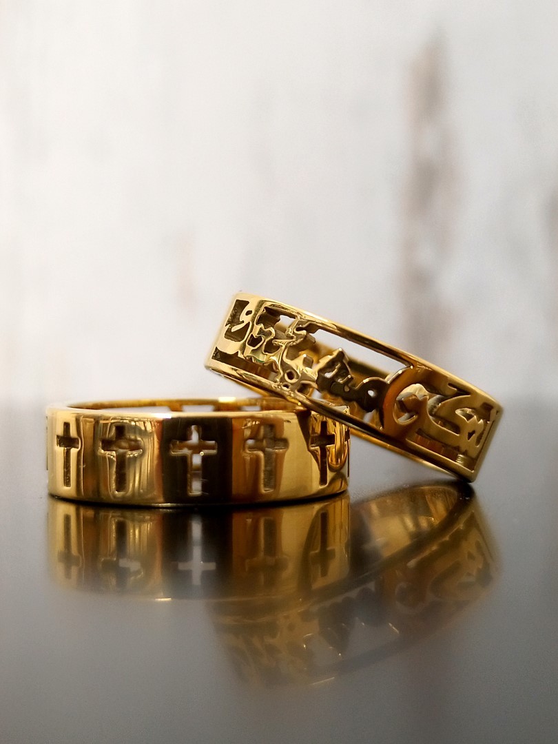 UNIFT Ring For Men Women 8MM Islam Muslim Allah Stainless Steel Wide Ring  Islamic Muslim Prayer Religious Ring Jewelry (7, Gold 1 style B)|Amazon.com