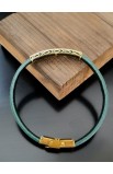 SC0249 - CROSS FISH GREEN LEATHER BRACELET GOLD PLATED - - 2 