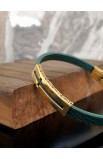 SC0249 - CROSS FISH GREEN LEATHER BRACELET GOLD PLATED - - 3 