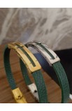 SC0249 - CROSS FISH GREEN LEATHER BRACELET GOLD PLATED - - 6 
