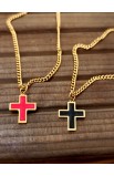 SC0254 - RED EPOXY CROSS NECKLACE GOLD PLATED - - 7 