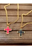 SC0254 - RED EPOXY CROSS NECKLACE GOLD PLATED - - 9 