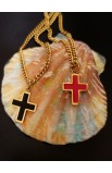 SC0254 - RED EPOXY CROSS NECKLACE GOLD PLATED - - 11 