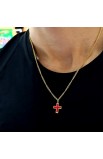 SC0254 - RED EPOXY CROSS NECKLACE GOLD PLATED - - 3 