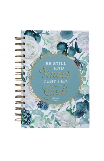 JLW149 - Journal Wirebound White Teal Floral Be Still Ps 46:10 - - 1 