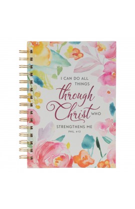 JLW140 - Journal Wirebound Multicolored Floral All Things Through Christ Phil 4:13 - - 1 