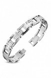ST0251 - STAINLESS STEEL GEOMETRIC CROSS LINK BRACELET - - 1 