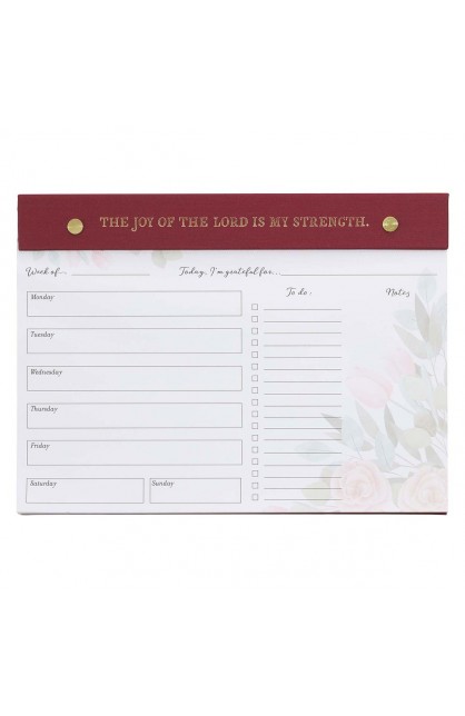 CALS193 - Undated Planner Pad Burgundy Joy of the Lord - - 1 