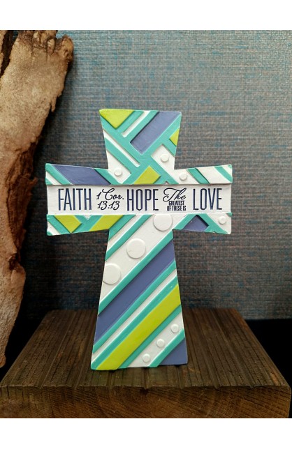 TCR-134 - FAITH HOPE LOVE CROSS TBLT RESIN - - 1 