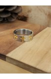 R16S - GOLD CROSS SILVER RING - - 5 