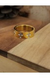 R17S - SILVER CROSS GOLD RING - - 1 