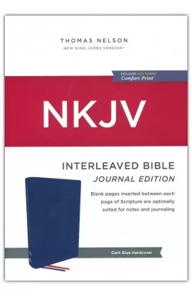 NKJV Interleaved Bible Journal Edition Hardcover Blue Red Letter Comfort Print