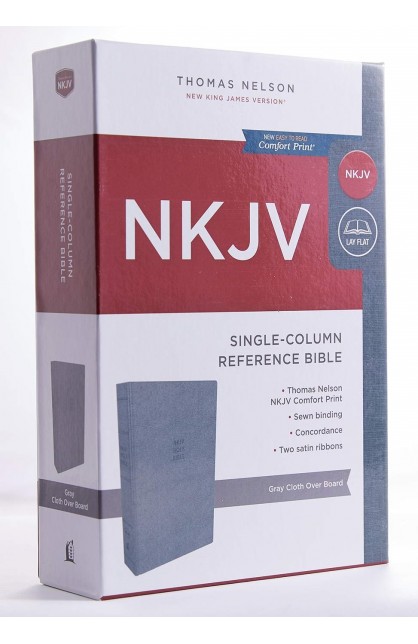 BK3107 - NKJV Single-Column Reference Bible Cloth Over Board Gray Comfort Print - - 1 