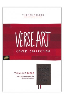BK3109 - NKJV Thinline Bible Verse Art Cover Collection Genuine Leather Brown Thumb Indexed Red Letter Comfort Print - - 1 