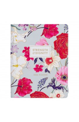 DPW325 - 2024 18-Month Planner Blue Floral Printed Strength & Dignity - - 1 