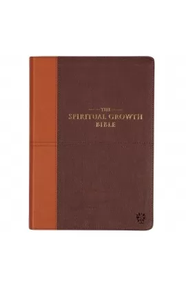 NLT The Spiritual Growth Bible Faux Leather Chocolate Brown/Ginger