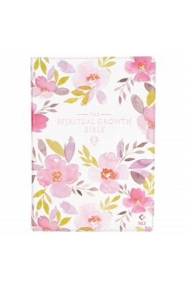 NLT The Spiritual Growth Bible Faux Leather Pink/Purple Floral Printed