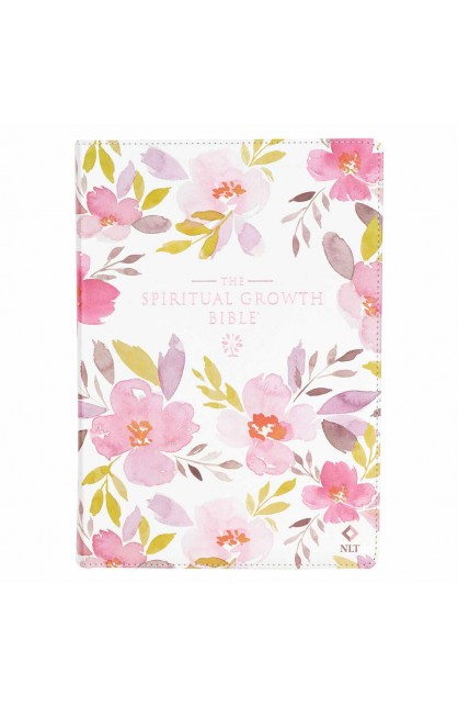 SGB014 - NLT The Spiritual Growth Bible Faux Leather Pink/Purple Floral Printed - - 1 
