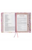 SGB014 - NLT The Spiritual Growth Bible Faux Leather Pink/Purple Floral Printed - - 7 