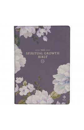 NLT The Spiritual Growth Bible Faux Leather Dusty Purple Floral Printed