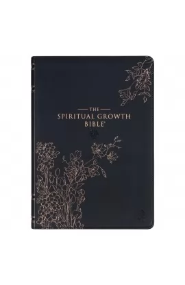 NLT The Spiritual Growth Bible Faux Leather Black Floral
