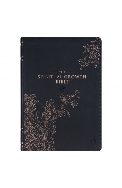 SGB017 - NLT The Spiritual Growth Bible Faux Leather Black Floral - - 1 