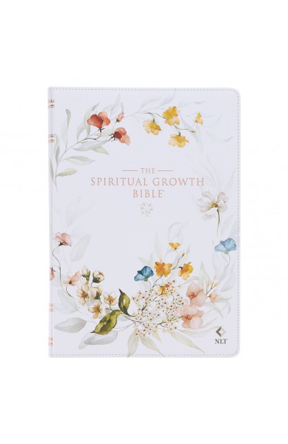 SGB018 - NLT The Spiritual Growth Bible Faux Leather Cream Floral Printed - - 1 