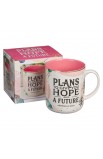 Mug Pink/White Abstract/Leaves Plans Jer. 29:11