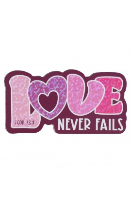 Magnet Pink/Purple Love Never Fails 1 Cor. 13:8