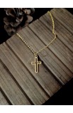HOLLOW OUT CROSS GOLD PENDANT NECKLACE