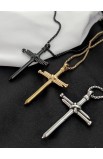 SC0282 - 3 NAILS SILVER CROSS NECKLACE - - 1 