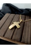 SC0302 - STRAIGHT CURVE CROSS NECKLACE GOLD - - 1 
