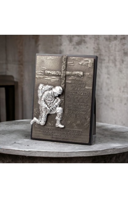 LCP20767 - Plaque Sculpture Moments of Faith Rectangle Soldier - - 1 