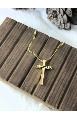 SC0073 - JESUS CROSS NECKLACE GOLD PLATED - - 1 