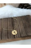 SC0309 - ROUND EMPTY CROSS NECKLACE GOLD - - 1 