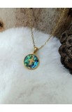 SC0295 - CROSS COLOR ROUND SHELL NECKLACE GOLD - - 1 