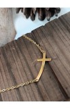 SC0065 - CURVE CROSS NECKLACE GOLD PLATED - - 1 